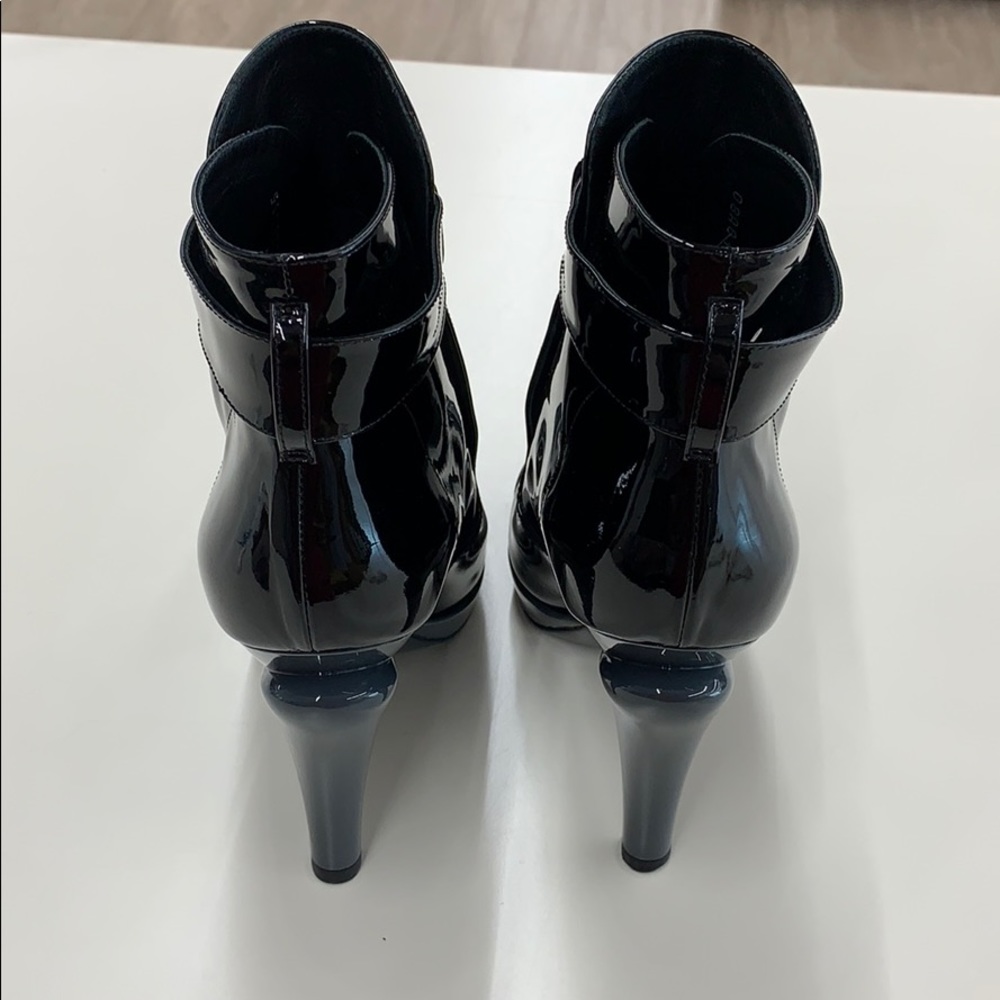 Chanel Black Patent Leather Cap-Toe CC Short Boots - Picture 3 of 8
